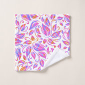 Orange rose néon violet tendance imprimé floral (Gant de toilette)