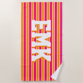 Orange rose rayures Preppy esthétique serviette de (Devant)