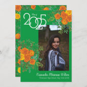 Orange Rose vert photo Faire-part de graduation (Devant / Derrière)