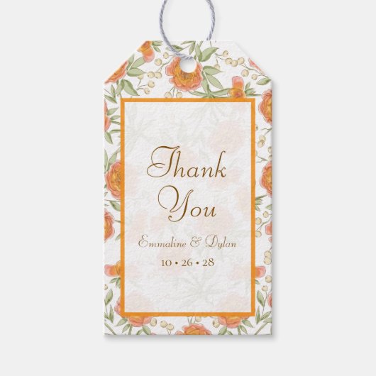 Orange Rose Wedding Cadeaulabel (Voorkant)
