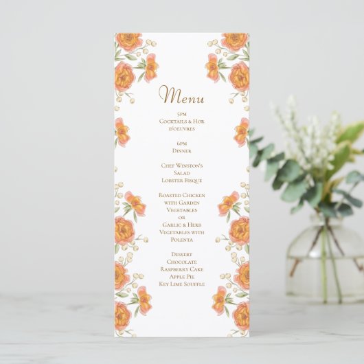 Orange Rose Wedding Menus (Debout devant)