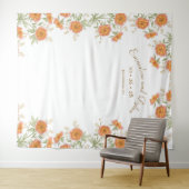 Orange Rose Wedding Photo Backdrop Wandkleed (In Situ (horizontaal))