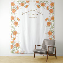 Orange Rose Wedding Photo Backdrop Wandkleed