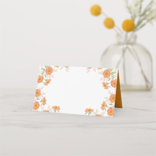 Orange Rose Wedding Place Card (Voorkant)