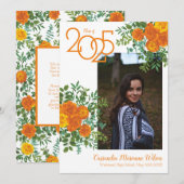 Orange Rose White Photo Faire-part (Devant / Derrière)