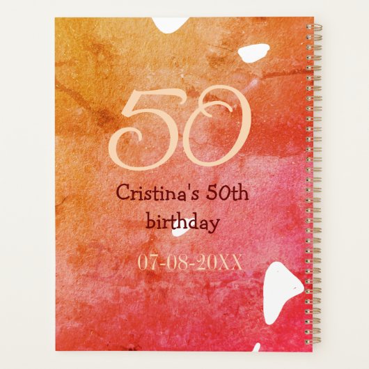 Orange rouge 50 anniversaire ajouter nom date p (Dos)