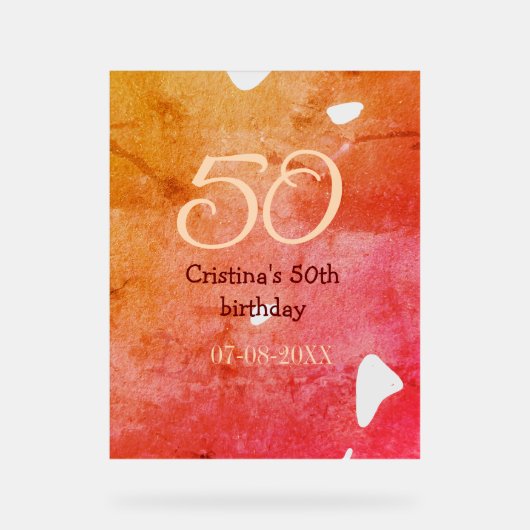 Orange rouge 50 anniversaire ajouter nom date p (Recto)