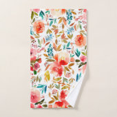Orange rouge coloré rose fleuri été (Serviette à main)