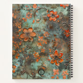Orange rouillé Carnet spiral fleuri élevé (Dos)