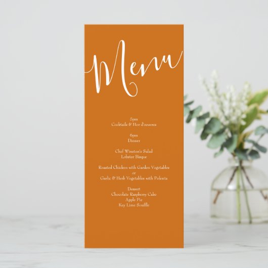 Orange & Rouille Fall Peony & Mariage Rose Menu (Debout devant)