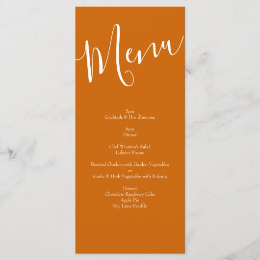 Orange & Rouille Fall Peony & Mariage Rose Menu (Devant)