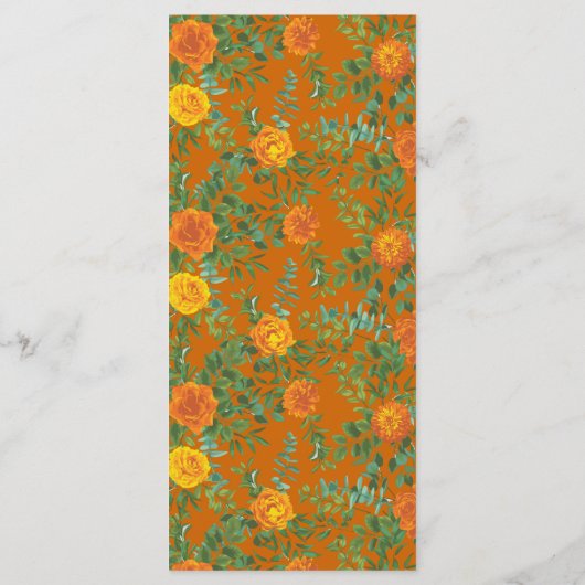 Orange & Rouille Fall Peony & Mariage Rose Menu (Dos)