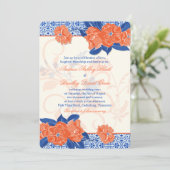 Orange Royal Blue Floral Faire-part de mariage (Debout devant)