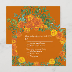 Orange & Rust Fall Peony Rose Invitation Réponse