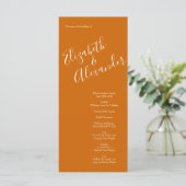 Orange Rust Fall Peony & Rose Wedding Programmes (Debout devant)