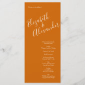 Orange Rust Fall Peony & Rose Wedding Programmes (Devant)