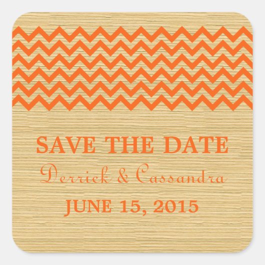 Orange Rustic Chevron Enregistrer les stickers Dat (Devant)