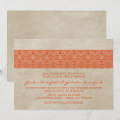 Orange Rustic Lace Wedding Invitation (Devant / Derrière)