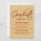 Orange Rustic Script Invitation de graduation (Devant)
