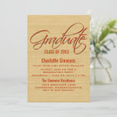 Orange Rustic Script Invitation de graduation (Debout devant)
