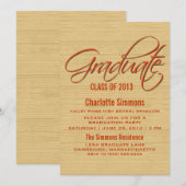 Orange Rustic Script Invitation de graduation (Devant / Derrière)