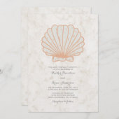 Orange Rustic Seashell Mariage Invitation (Devant / Derrière)