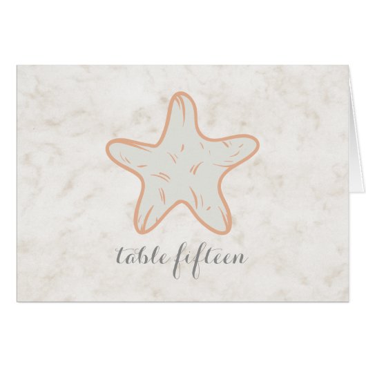 Orange Rustic Starfish Mariage Numéro de table (Devant horizontal)