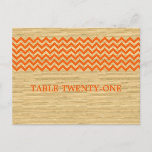 Orange Rustique Chevron Numéro de table Carte post (Devant)