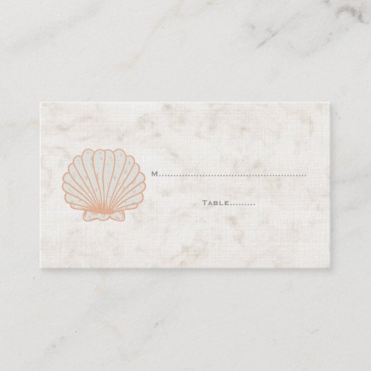 Orange Rustique Coquillage Mariage Cartes de Place (Devant)