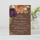 Orange rustique en bois, Faire-part de mariage vio (Debout devant)