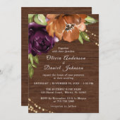 Orange rustique en bois, Faire-part de mariage vio (Devant / Derrière)