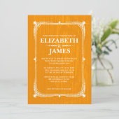 Orange Rustique Grange Wood Wedding Invitations (Debout devant)