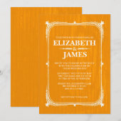 Orange Rustique Grange Wood Wedding Invitations (Devant / Derrière)
