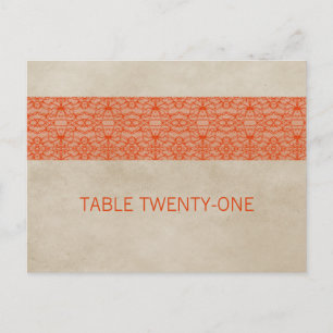Orange Rustique Lace Numéro de table Carte postale