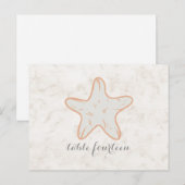 Orange Rustique Starfish Numéro de table Carte pos (Devant / Derrière)