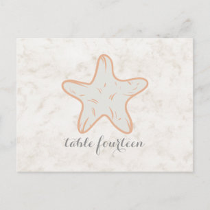 Orange Rustique Starfish Numéro de table Carte pos