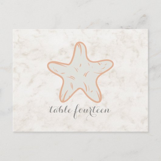 Orange Rustique Starfish Numéro de table Carte pos (Devant)