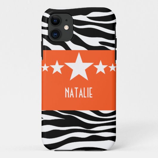 Orange Sassy Star Zebra BT iPhone 5 Coque (Dos)