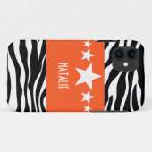 Orange Sassy Star Zebra BT iPhone 5 Coque (Dos (Horizontal))