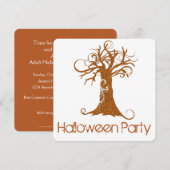 Orange Scary Halloween Tree Party Invitation 2 (Devant / Derrière)