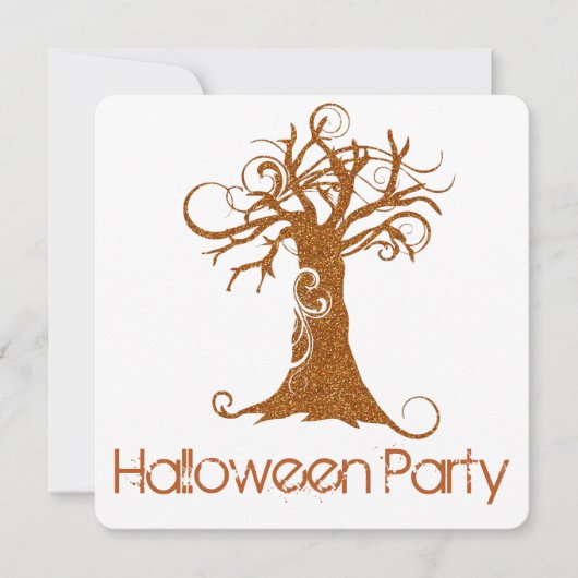 Orange Scary Halloween Tree Party Invitation 2 (Devant)