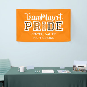 Orange School Pride Mascot Nom Bannière