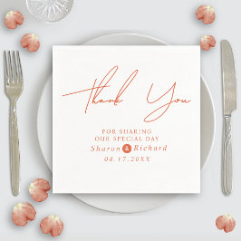 Orange script calligraphy Thank You fall wedding Servet