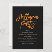 Orange Script Halloween Party Invitation (Devant)