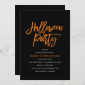 Orange Script Halloween Party Invitation (Devant / Derrière)