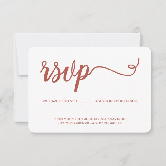 Orange Script RSVP sans envoi Siège réservé (Devant)