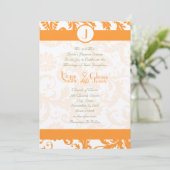 Orange Sherbert Damask Monogram Faire-part de mari (Debout devant)