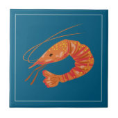 Orange Shrimp Seafood Illustration Tile Tegeltje (Voorkant)