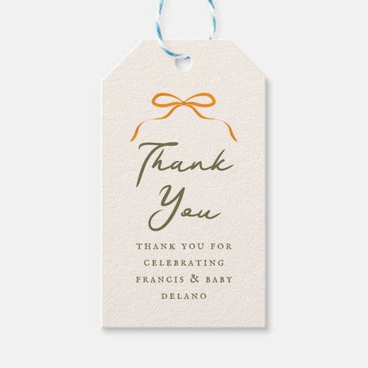 Orange Simple Bow Thank You Cadeaulabel (Voorkant)