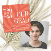 Orange Simple Tropical Graduation Faire-part